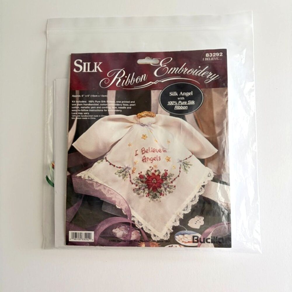 Bucilla Silk Ribbon Embroidery Kit 83292 I Believe in Angels / Open Complete